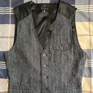 Forever 21 Men Vest Color Black & Grey Size Medium